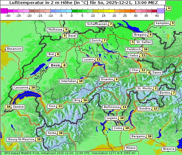 Temperatur, 21. 12. 2025