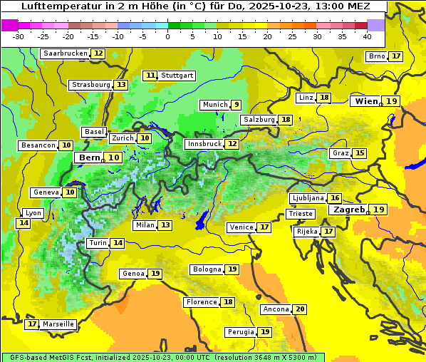 Temperatur, 23. 10. 2025