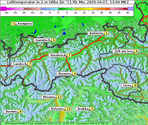 Temperatur, 27. 10. 2025