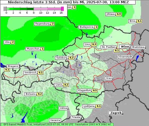 Niederschlag, 30. 7. 2025