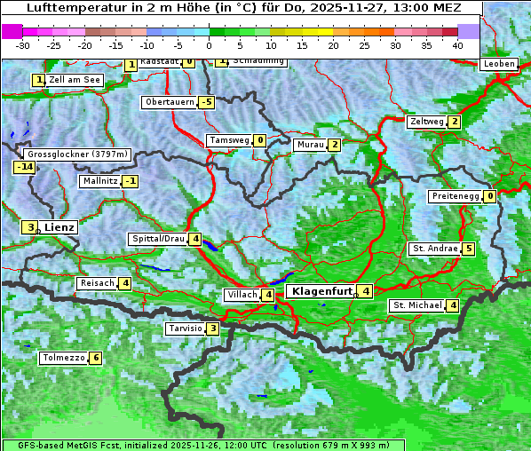 Temperatur, 27. 11. 2025