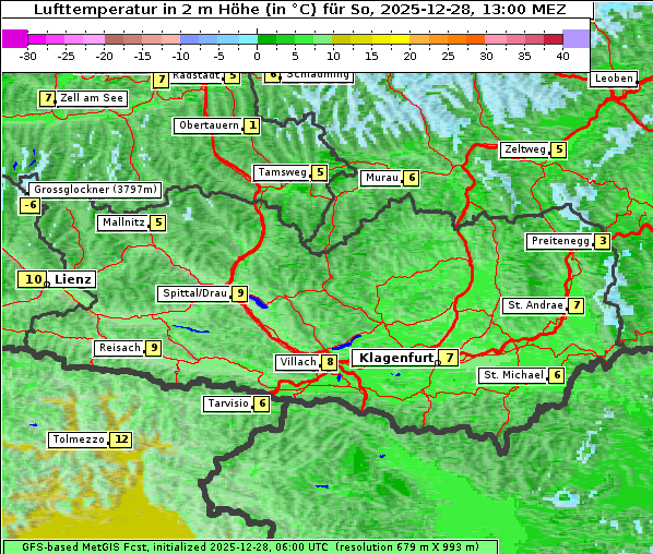 Temperatur, 28. 12. 2025