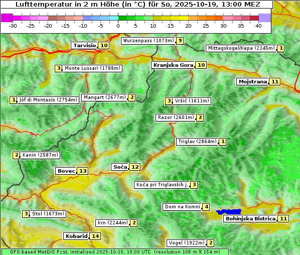 Temperatur, 19. 10. 2025