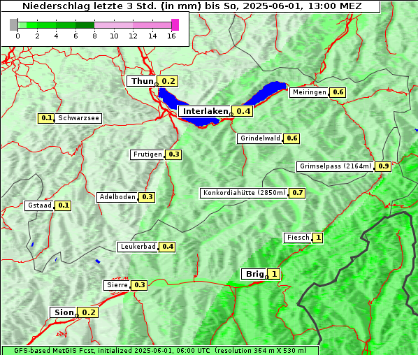 Niederschlag, 1. 6. 2025