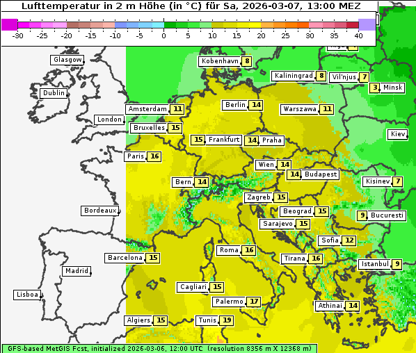 Temperatur, 7. 3. 2026