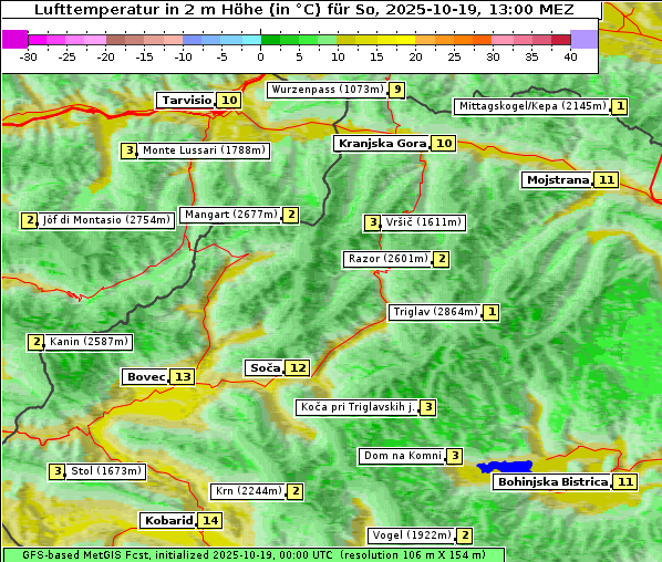 Temperatur, 19. 10. 2025