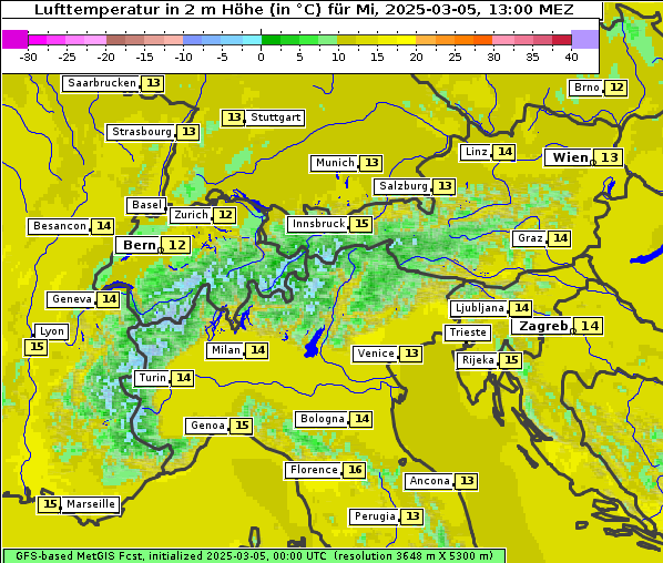 Temperatur, 5. 3. 2025