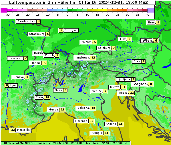 Temperatur, 31. 12. 2024