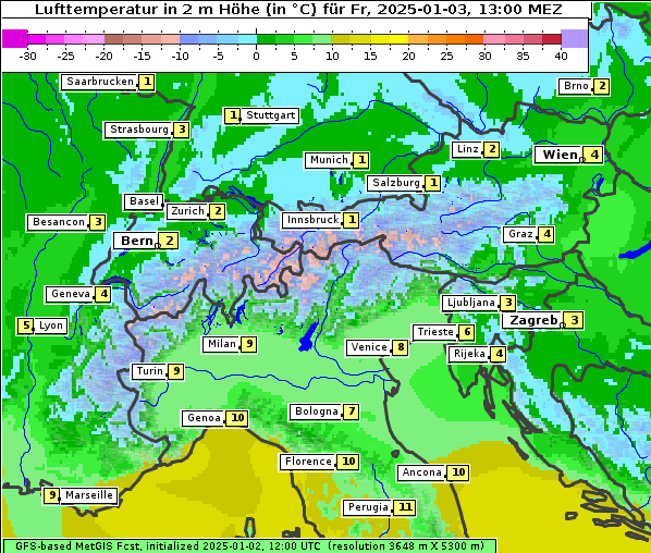 Temperatur, 3. 1. 2025