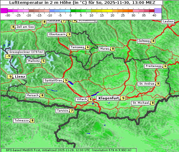 Temperatur, 30. 11. 2025