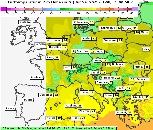 Temperatur, 8. 11. 2025