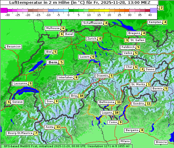 Temperatur, 28. 11. 2025