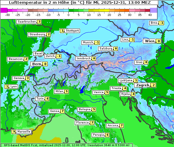 Temperatur, 31. 12. 2025
