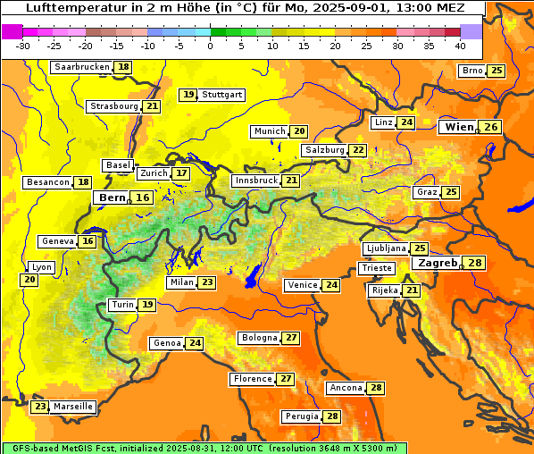 Temperatur, 1. 9. 2025