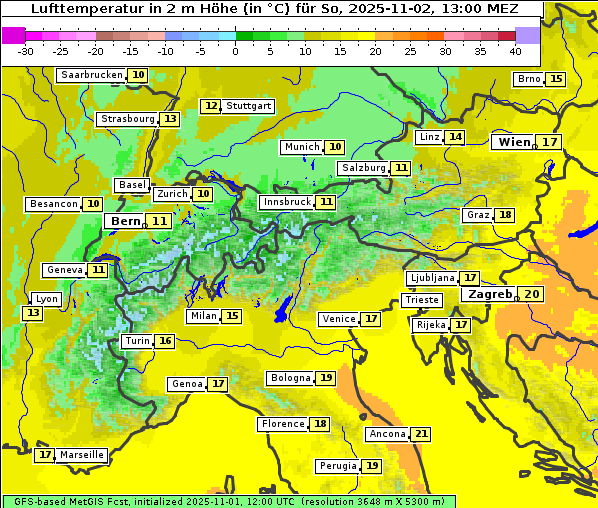 Temperatur, 2. 11. 2025