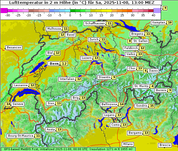 Temperatur, 8. 11. 2025