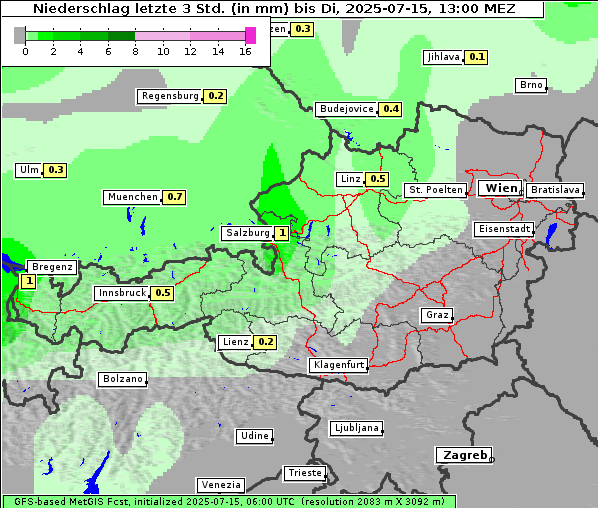 Niederschlag, 15. 7. 2025