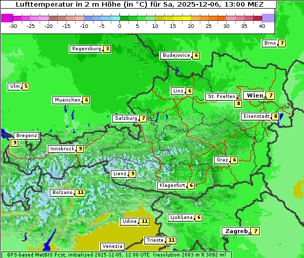 Temperatur, 6. 12. 2025