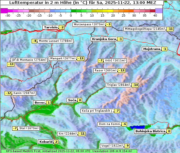 Temperatur, 22. 11. 2025