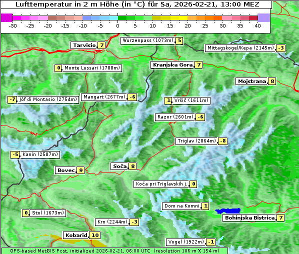 Temperatur, 21. 2. 2026