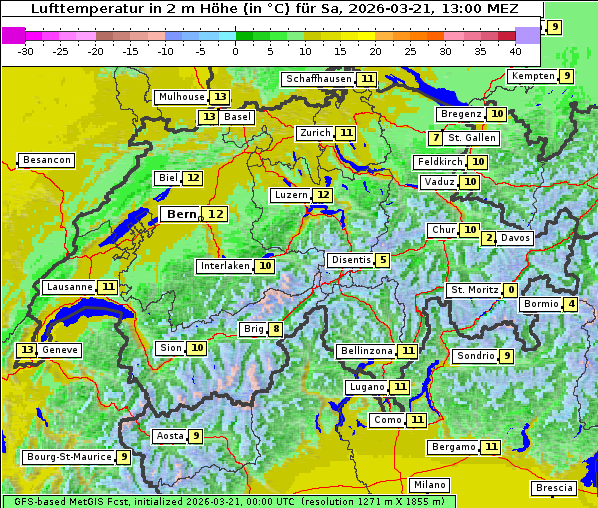 Temperatur, 21. 3. 2026