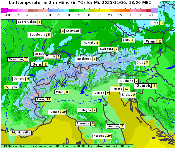 Temperatur, 26. 11. 2025
