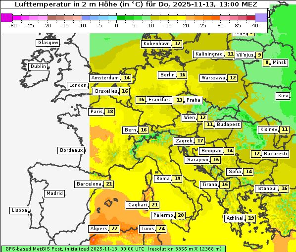 Temperatur, 13. 11. 2025
