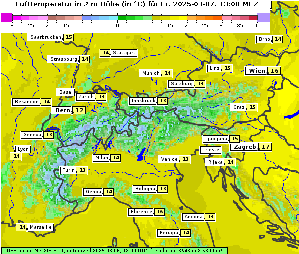 Temperatur, 7. 3. 2025