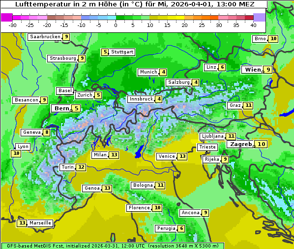 Temperatur, 1. 4. 2026