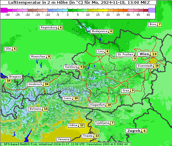 Temperatur, 18. 11. 2024