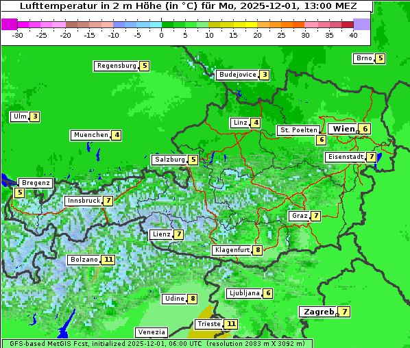 Temperatur, 1. 12. 2025