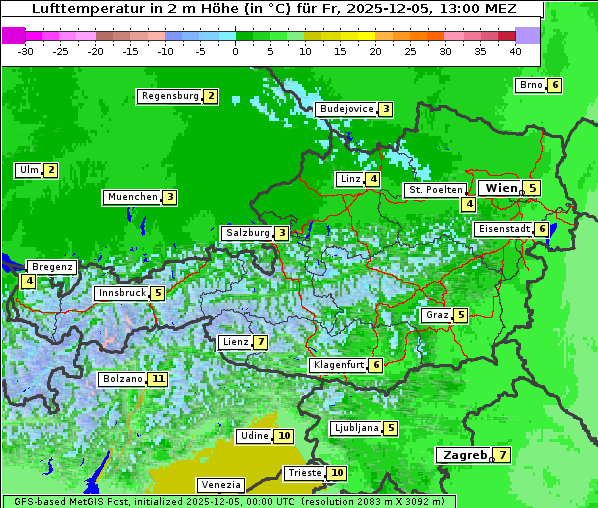 Temperatur, 5. 12. 2025