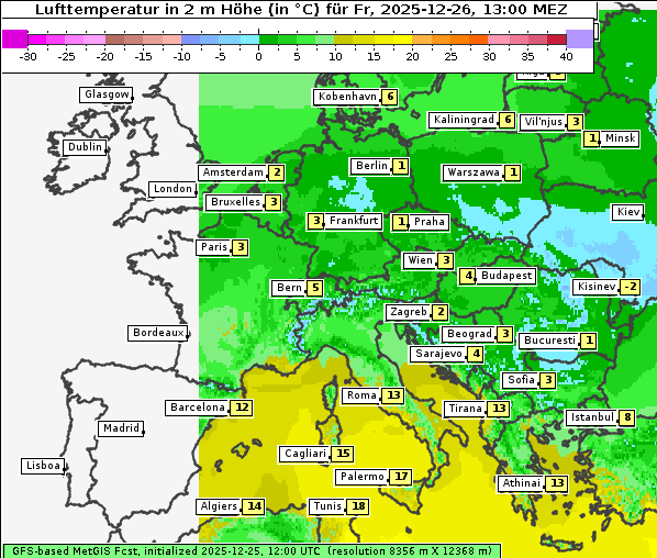 Temperatur, 26. 12. 2025