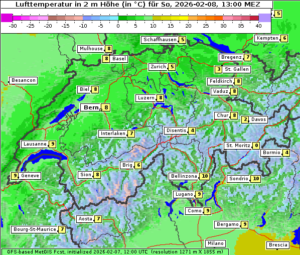 Temperatur, 8. 2. 2026