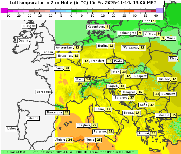 Temperatur, 14. 11. 2025
