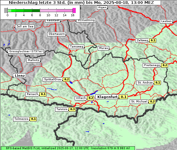 Niederschlag, 18. 8. 2025