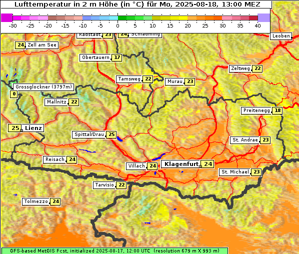 Temperatur, 18. 8. 2025