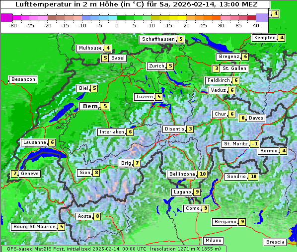 Temperatur, 14. 2. 2026
