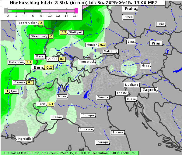 Niederschlag, 15. 6. 2025