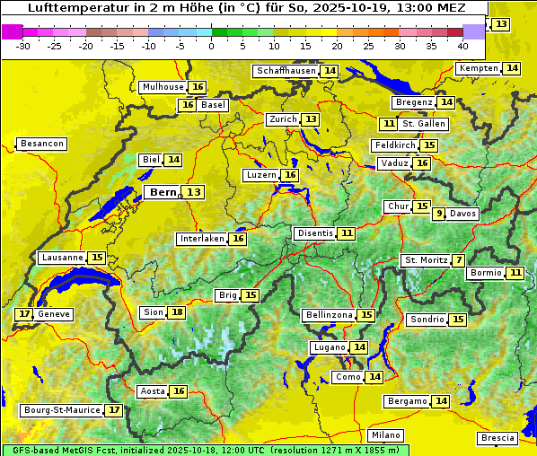 Temperatur, 19. 10. 2025