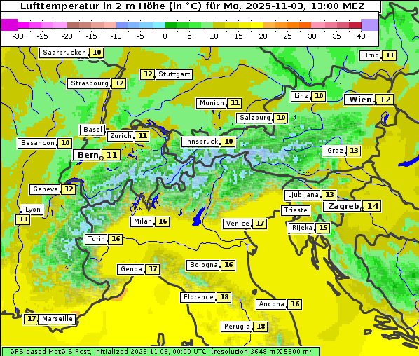 Temperatur, 3. 11. 2025
