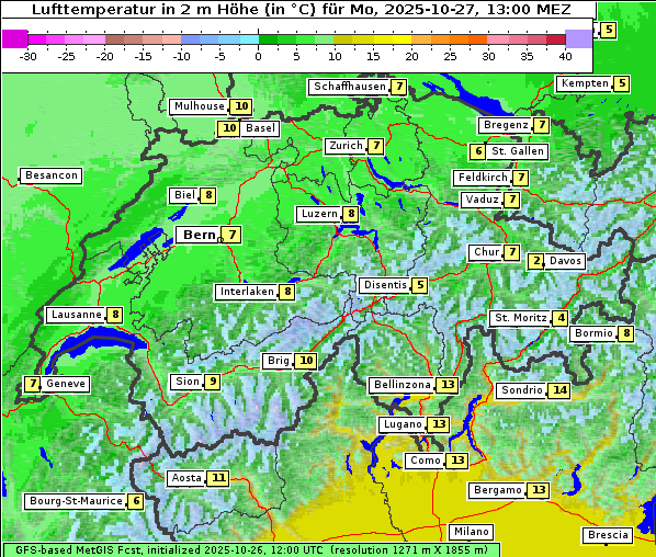 Temperatur, 27. 10. 2025