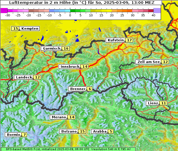 Temperatur, 9. 3. 2025