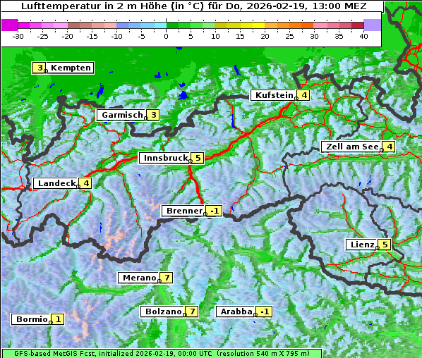 Temperatur, 19. 2. 2026
