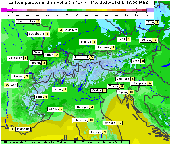 Temperatur, 24. 11. 2025