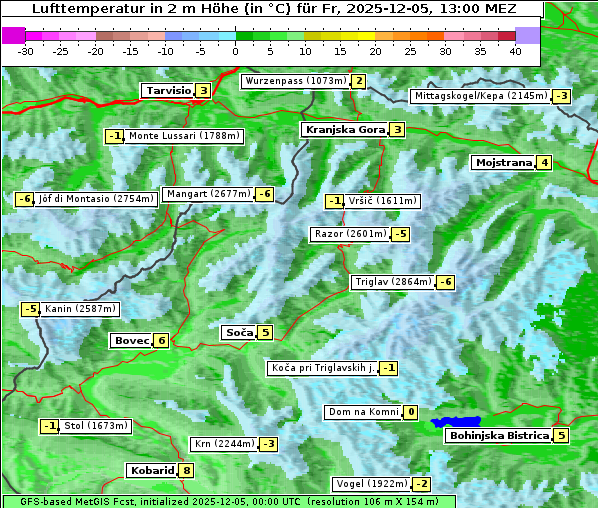 Temperatur, 5. 12. 2025