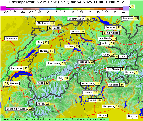 Temperatur, 8. 11. 2025