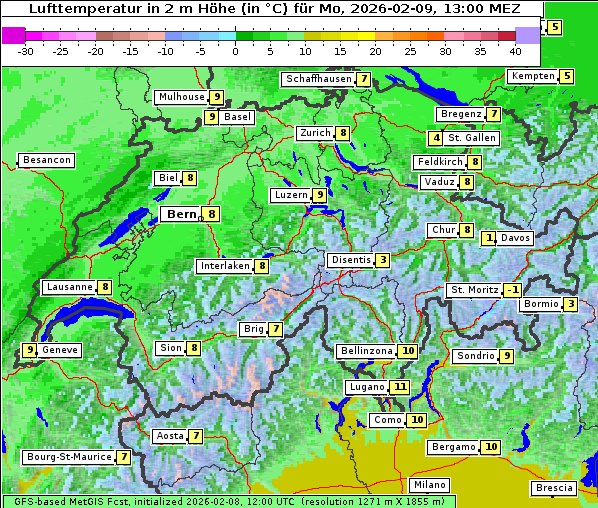 Temperatur, 9. 2. 2026
