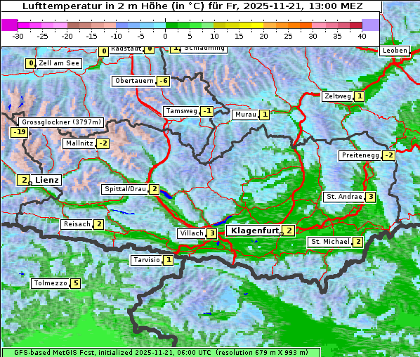Temperatur, 21. 11. 2025