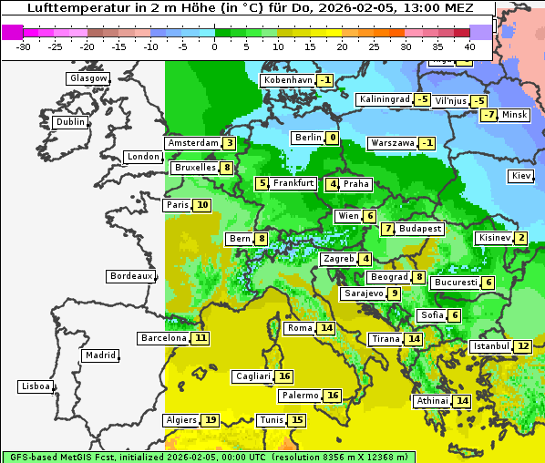 Temperatur, 5. 2. 2026